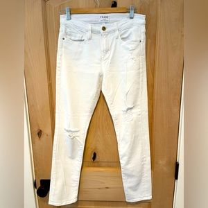 FRAME Le Boy size 26 distressed white